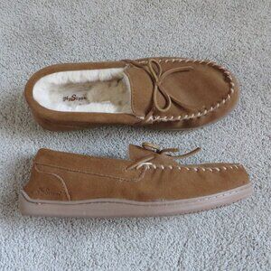 NEW MyPillow MySlipper Mens Moccasin Slippers(Shoes) Size 9 Browne Suede #74015